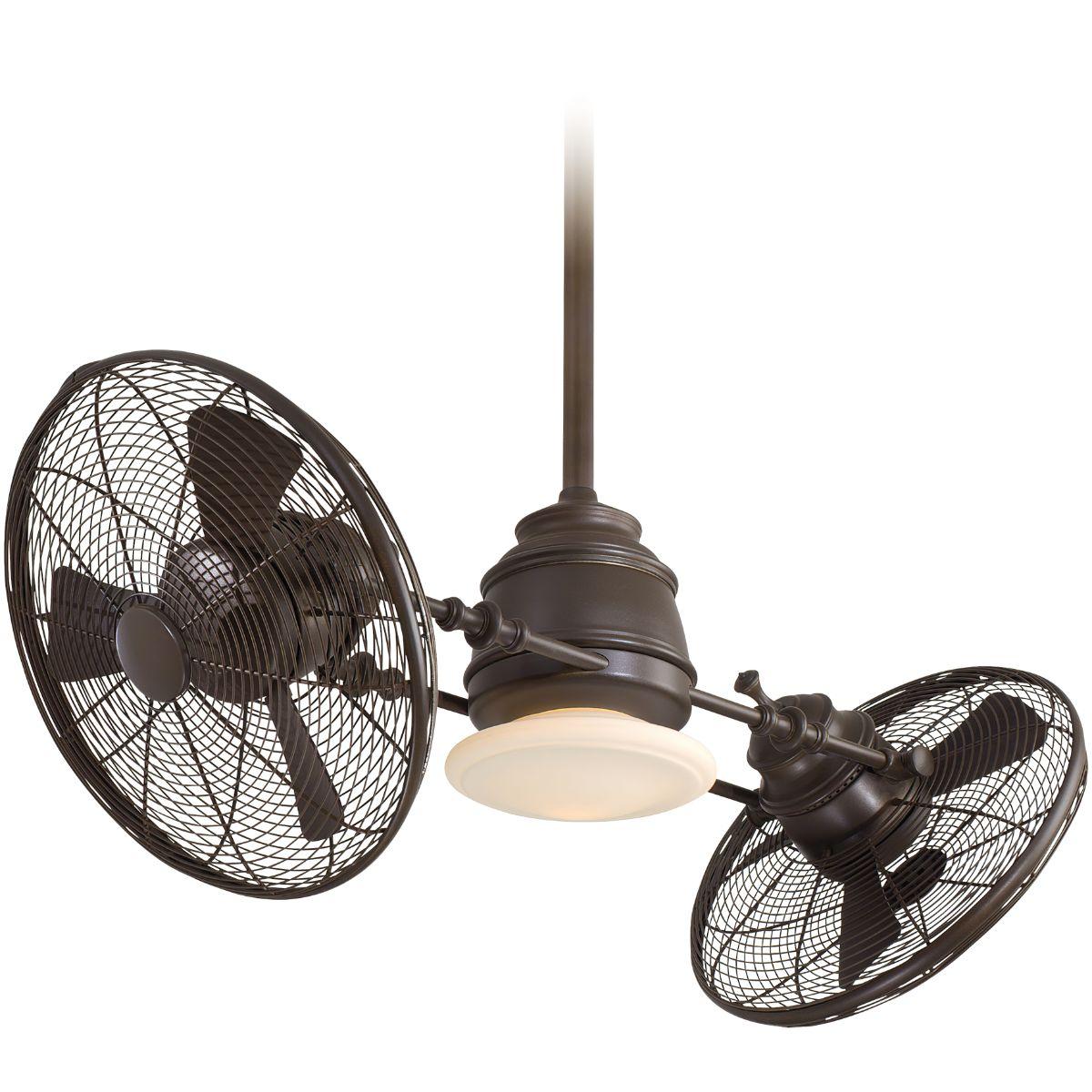 Vintage Gyro 42 Inch Dual Ceiling Fan With Light, Wall Control Included - Bees Lighting