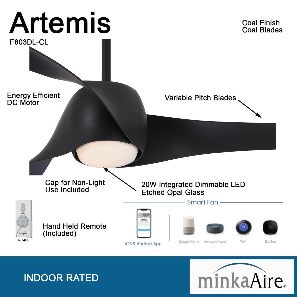 Artemis 58 Inch Modern Propeller Smart Ceiling Fan With Light And Remote