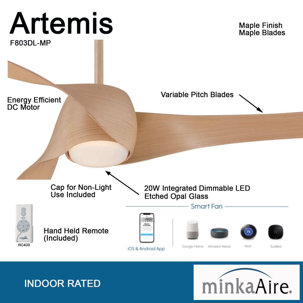 Artemis 58 Inch Modern Propeller Smart Ceiling Fan With Light And Remote