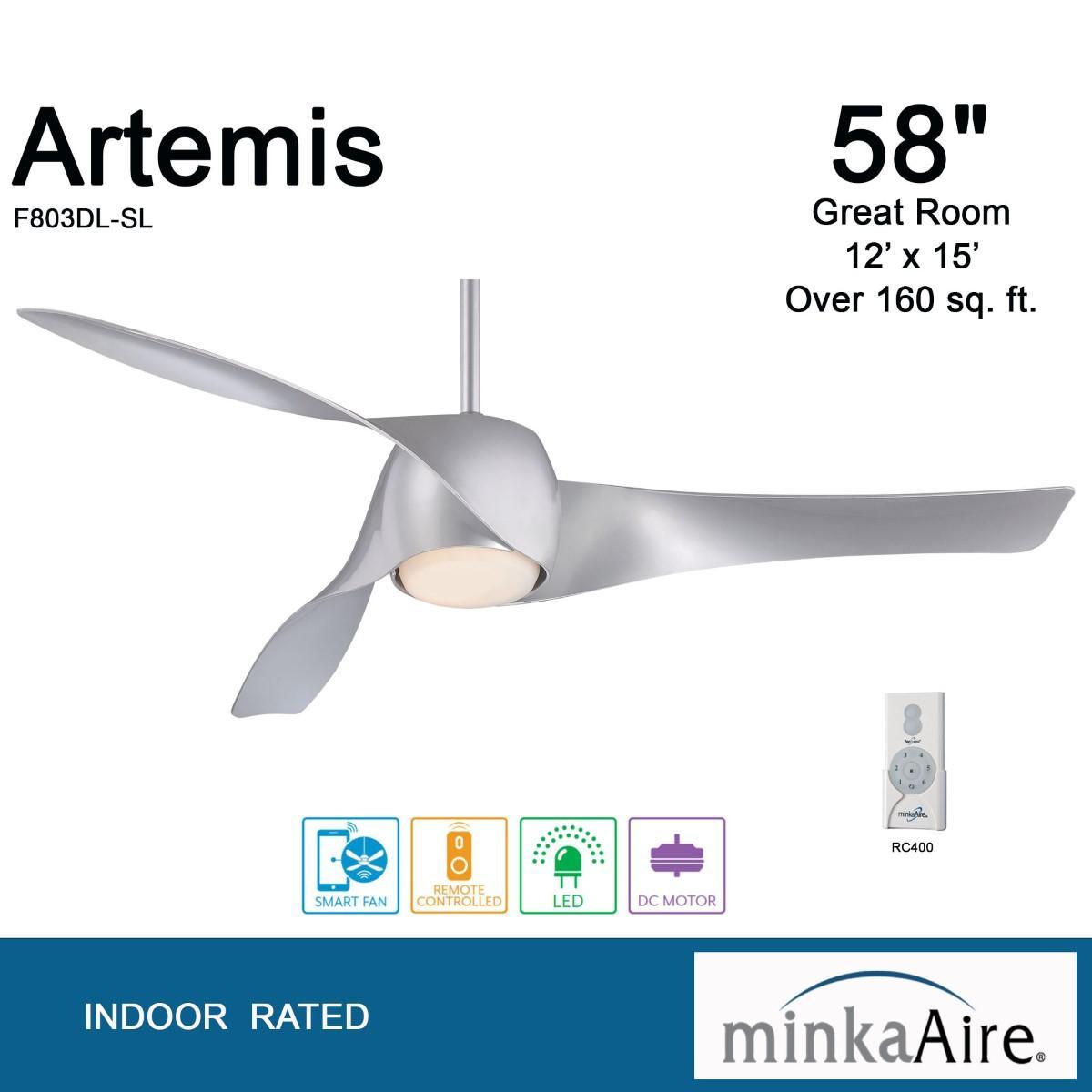 Artemis 58 Inch Modern Propeller Smart Ceiling Fan With Light And Remote - Bees Lighting