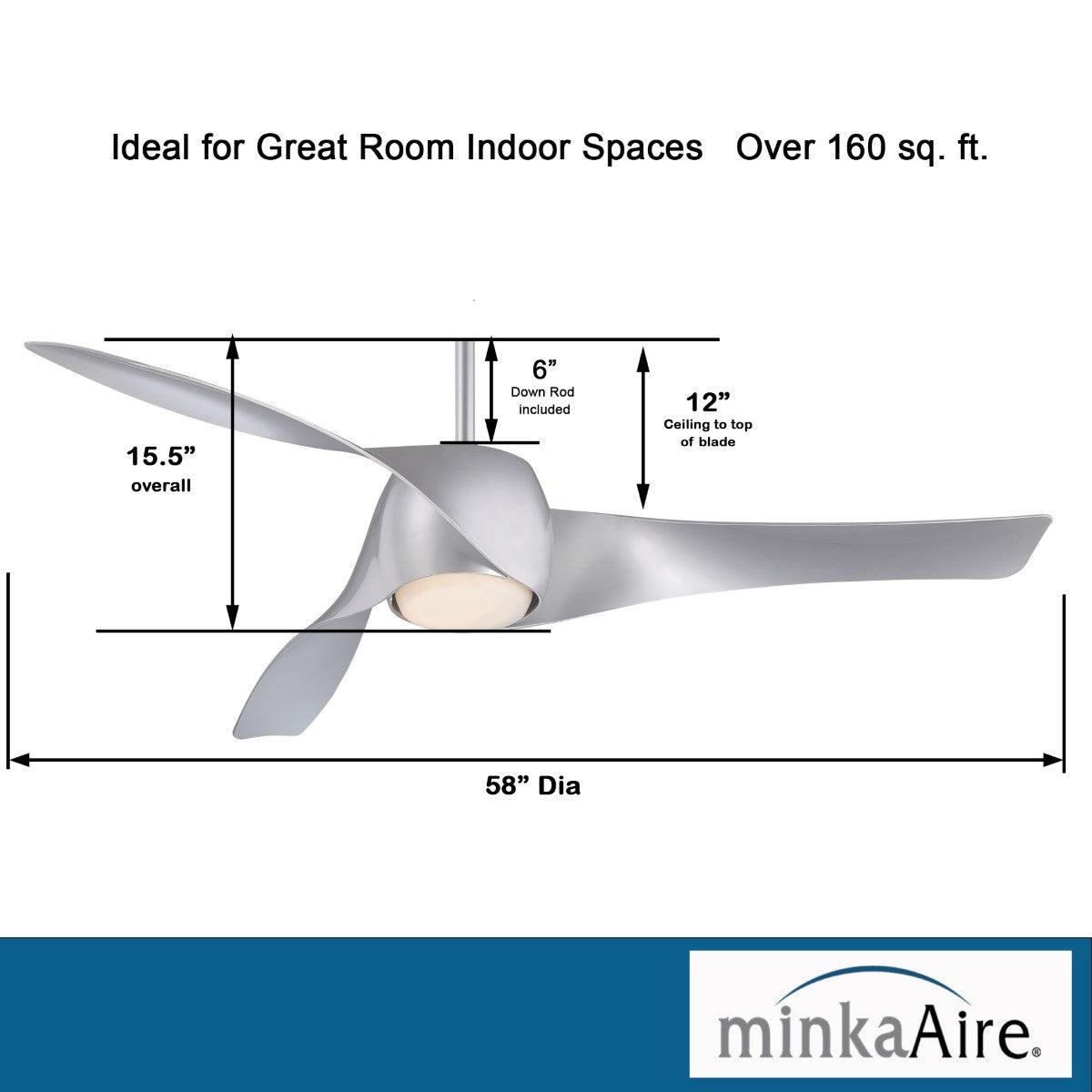Artemis 58 Inch Modern Propeller Smart Ceiling Fan With Light And Remote - Bees Lighting