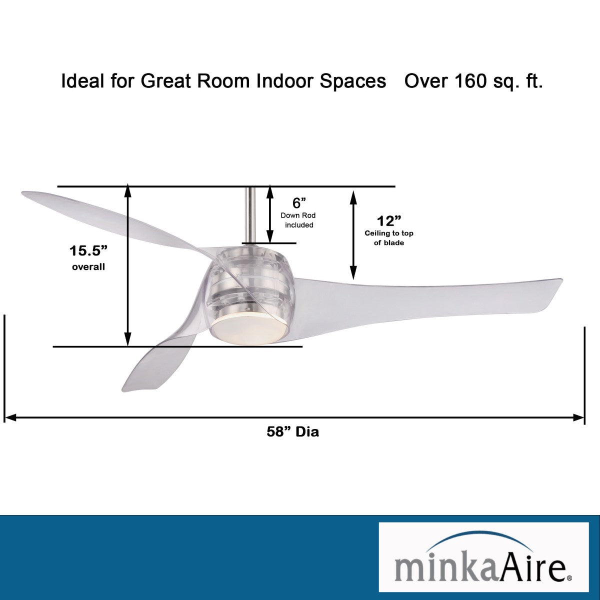 Artemis LED 58'' Smart Ceiling Fan with Light and Remote Control, Translucent - Bees Lighting
