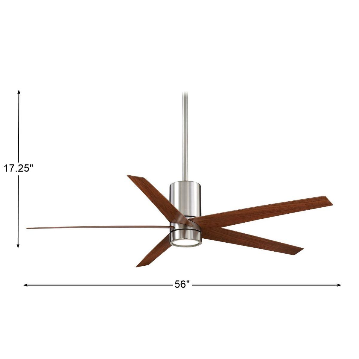 Symbio LED 56" Modern Ceiling Fan with Remote, Brushed Nickel with Dark Walnut Blades - Bees Lighting