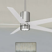 Symbio LED 56" Modern Ceiling Fan, Brushed Nickel with White Blades - Bees Lighting
