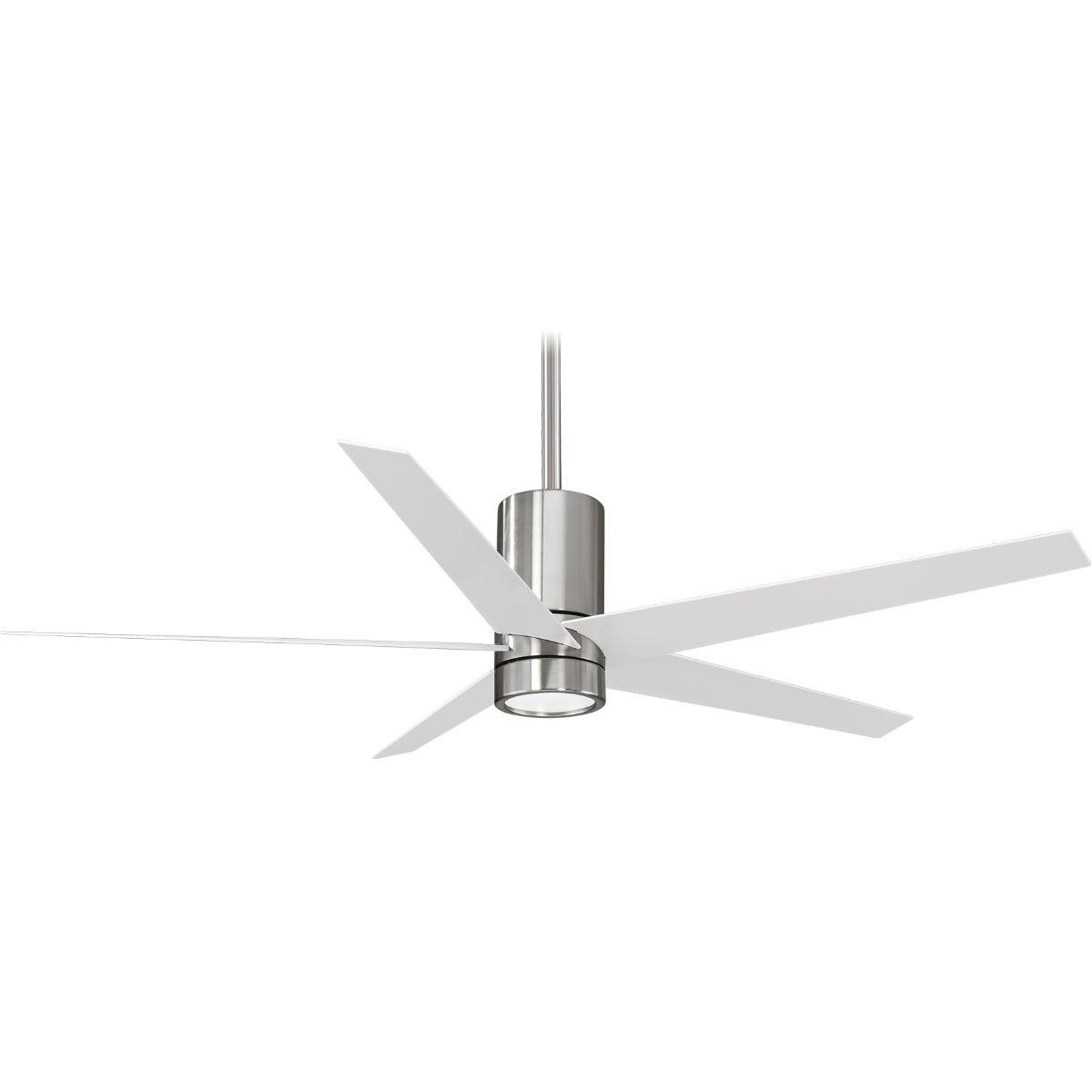 Symbio LED 56" Modern Ceiling Fan with Remote, Brushed Nickel with White Blades - Bees Lighting