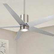 Symbio LED 56" Modern Ceiling Fan, Brushed Nickel with Silver Blades - Bees Lighting