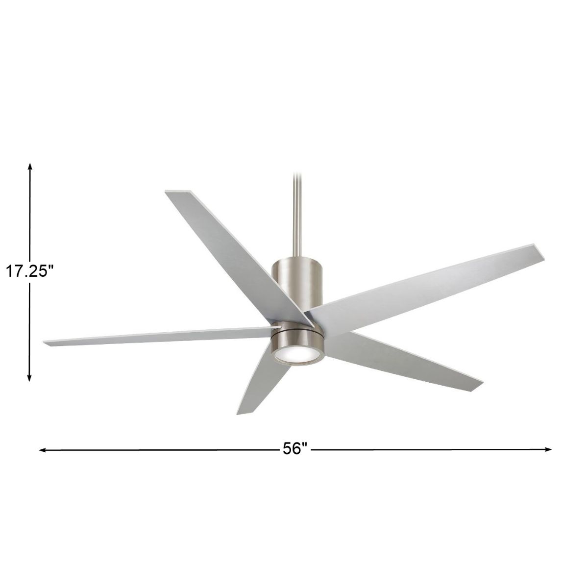 Symbio LED 56" Modern Ceiling Fan, Brushed Nickel with Silver Blades - Bees Lighting