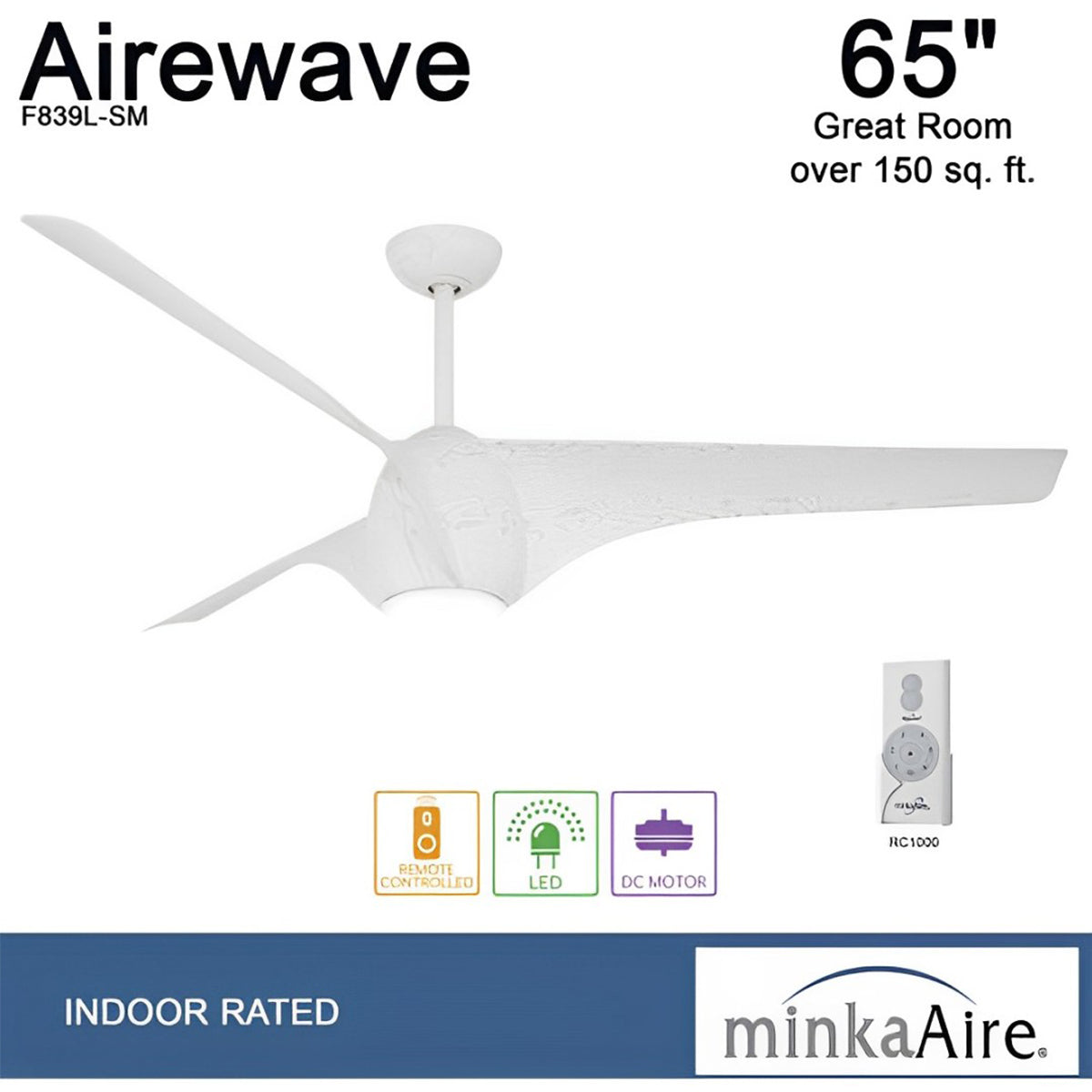 Airewave 65" Sterling Maple LED Indoor Ceiling Fan with Remote - Bees Lighting