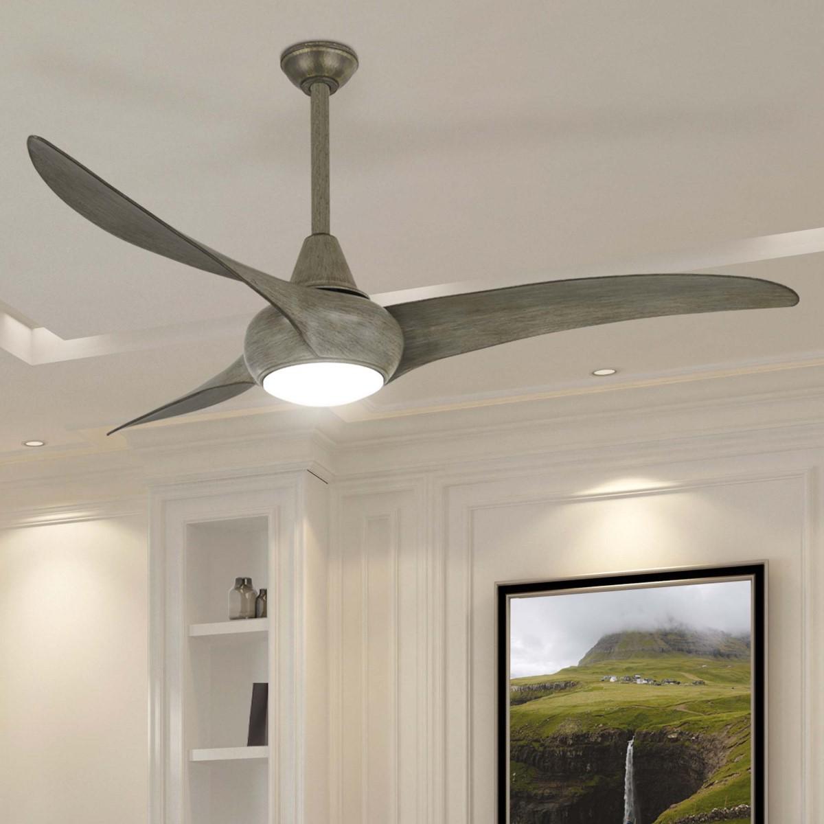Light Wave LED 52" Driftwood Modern Ceiling Fan with Light and Remote - Bees Lighting