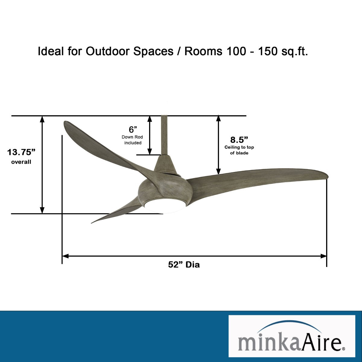 Light Wave LED 52" Driftwood Modern Ceiling Fan with Light and Remote - Bees Lighting