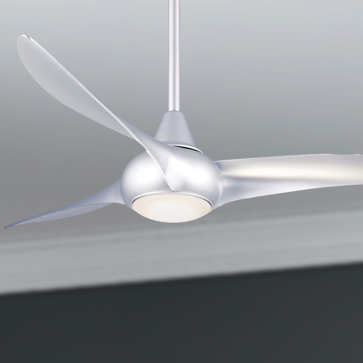 Light Wave LED 52" Silver Modern Ceiling Fan with Light and Remote - Bees Lighting