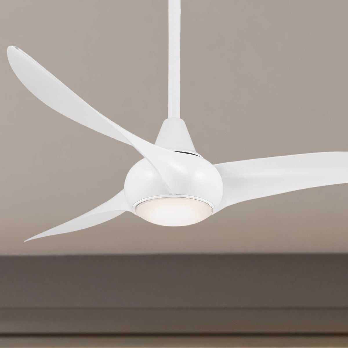 Light Wave LED 52" White Modern Ceiling Fan with Light and Remote - Bees Lighting