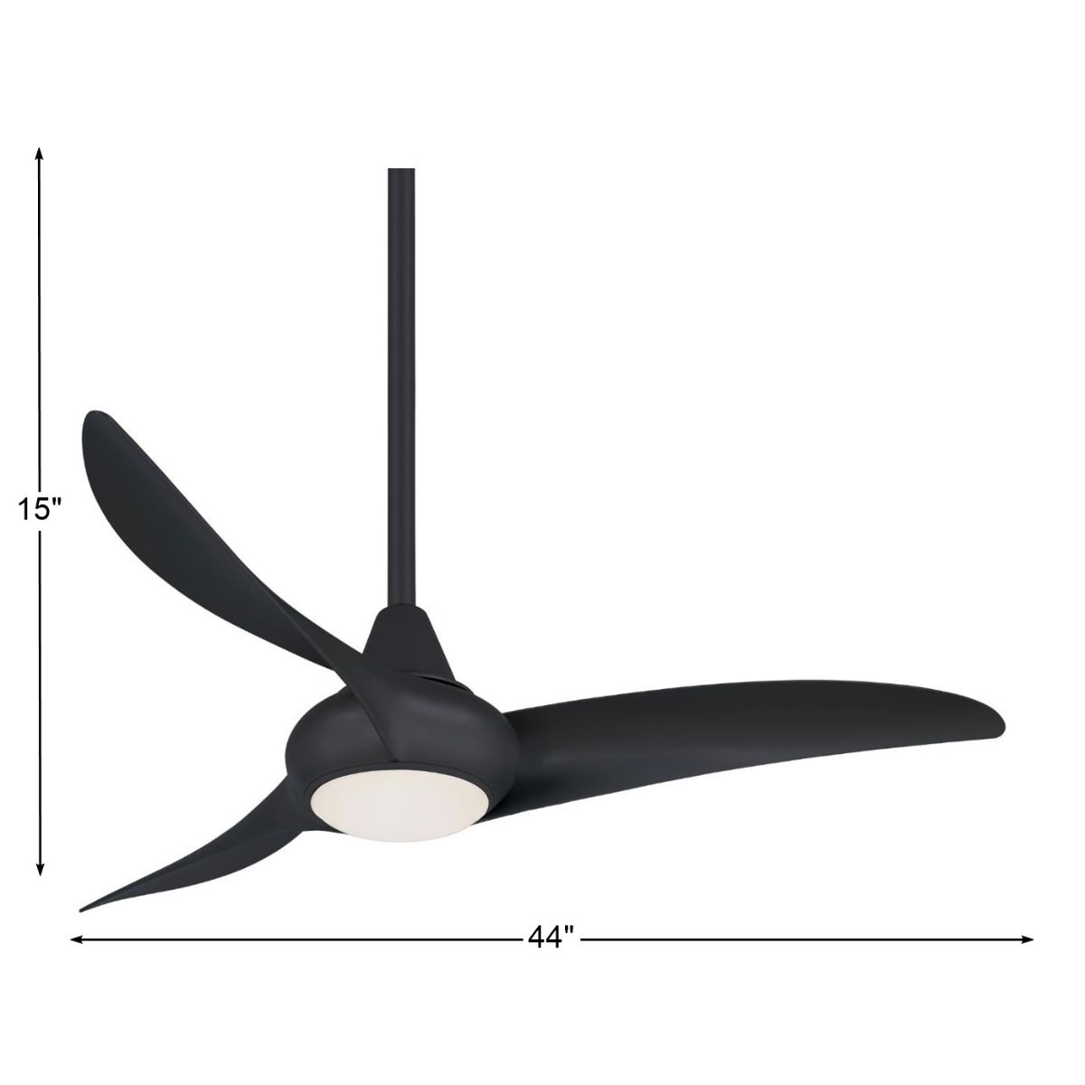Light Wave LED 44" 3-Blade Black Coal Ceiling Fan with Light and Remote - Bees Lighting