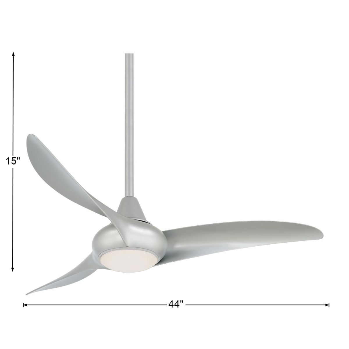 Light Wave LED 44" 3-Blade Silver Ceiling Fan with Light and Remote - Bees Lighting