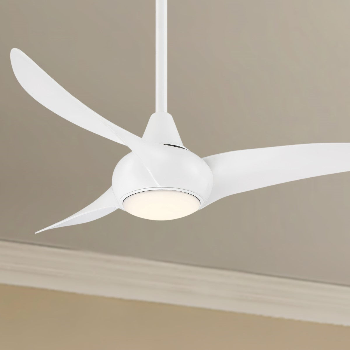Light Wave LED 44" 3-Blade White Ceiling Fan with Light and Remote - Bees Lighting