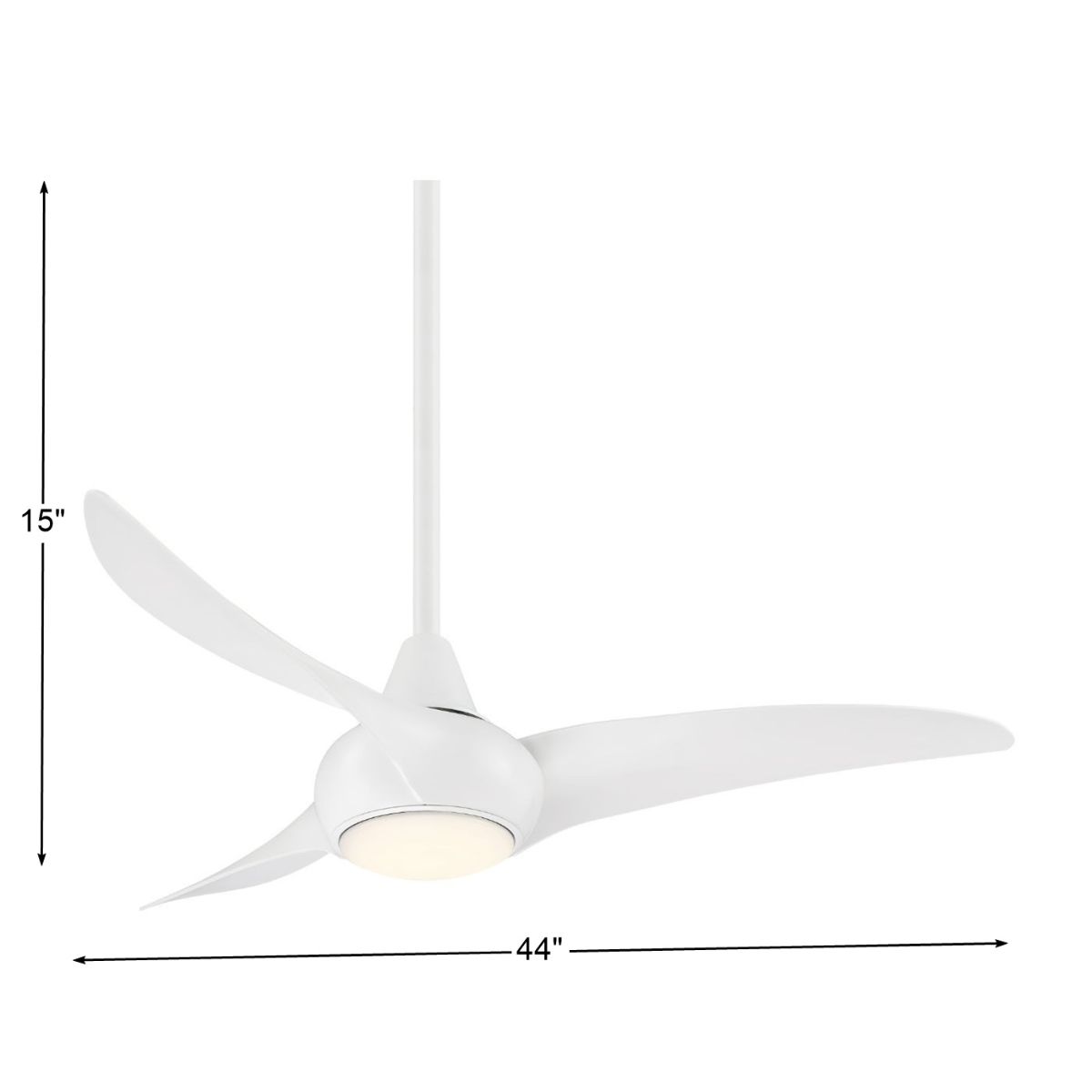 Light Wave LED 44" 3-Blade White Ceiling Fan with Light and Remote - Bees Lighting