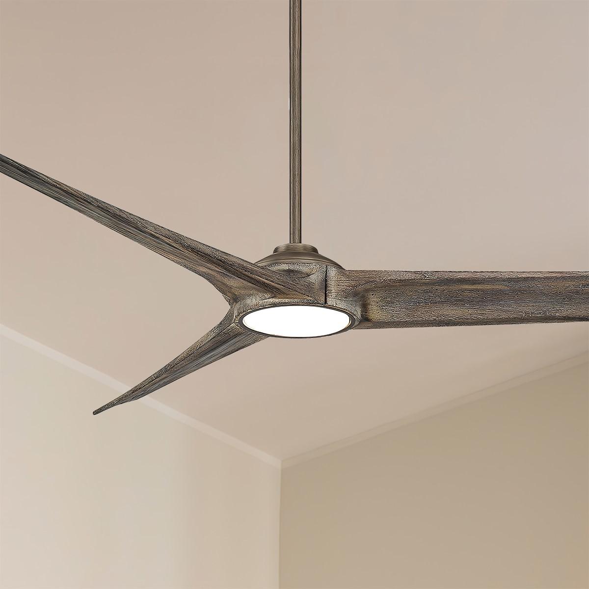 Timber LED 84" Large Ceiling Fan with Remote, Heirloom Bronze with Aged Boardwalk Blades