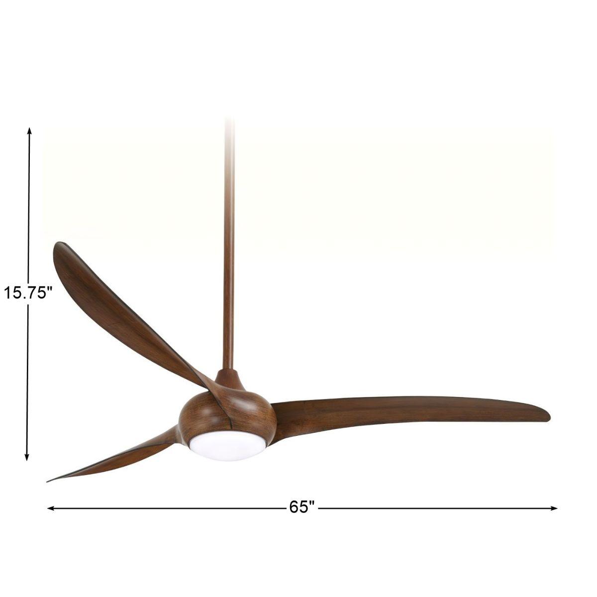 Light Wave LED 65" Distressed Koa Large Ceiling Fan with Light and Remote - Bees Lighting
