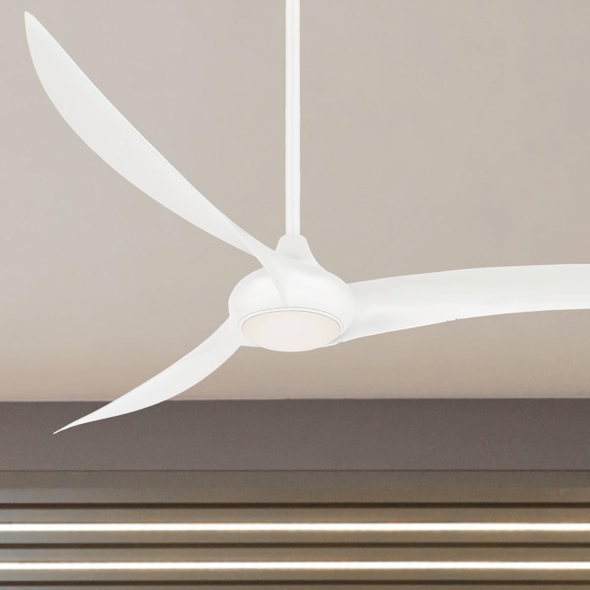 Light Wave LED 65" White Large Ceiling Fan with Light and Remote - Bees Lighting