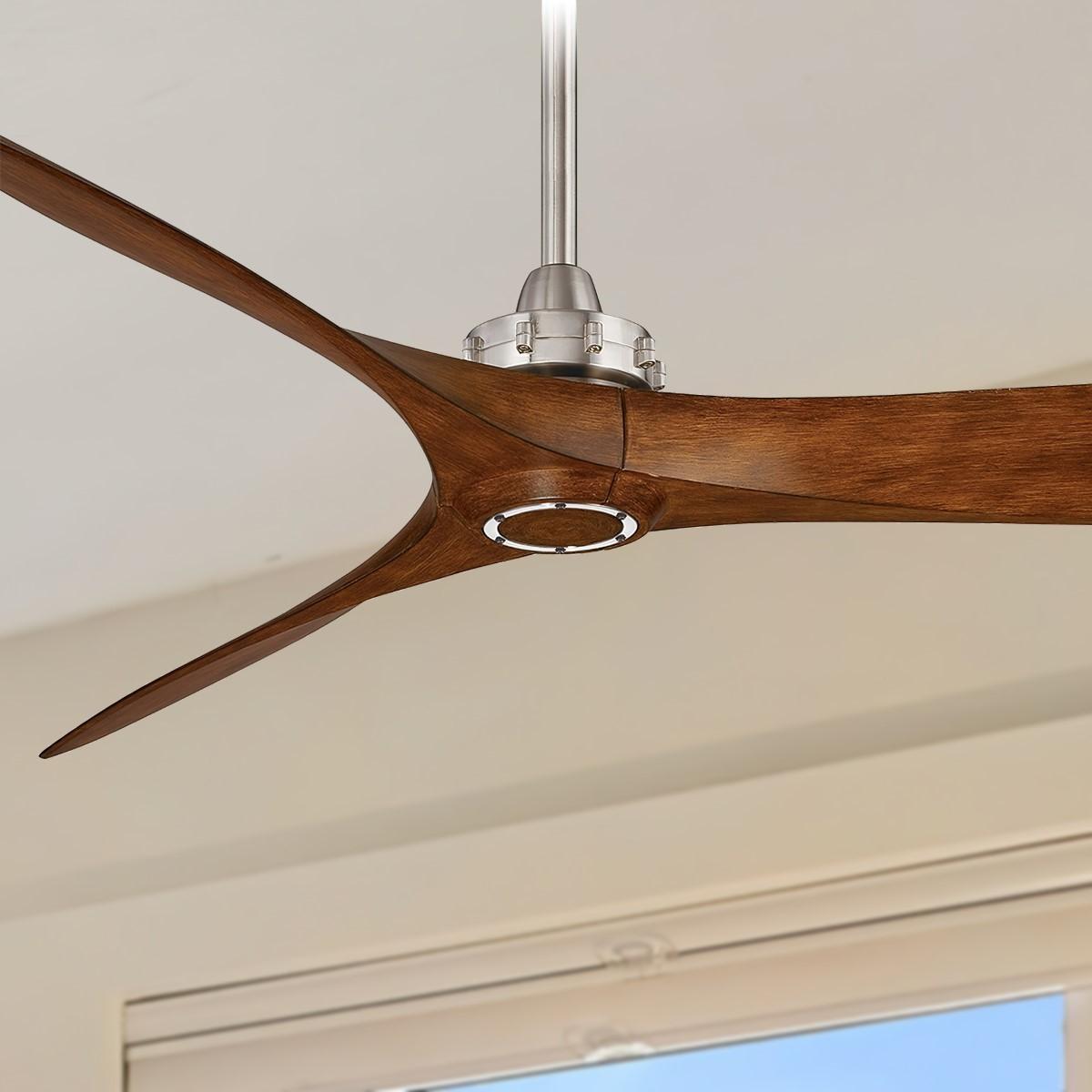 Aviation 60" Brushed Nickel & Distressed Koa Indoor Ceiling Fan with Remote - Bees Lighting