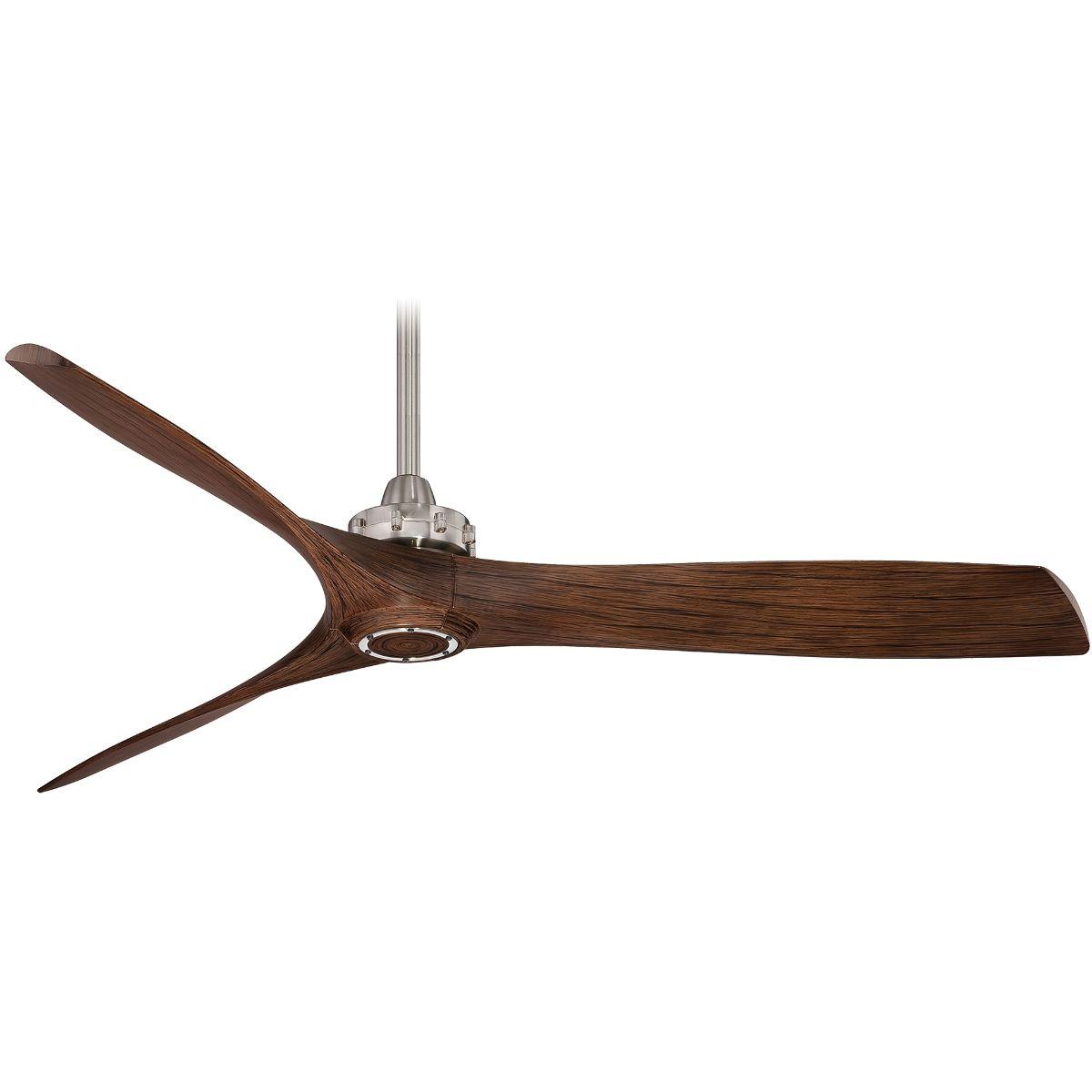 Aviation 60" Brushed Nickel and Medium Maple Indoor Ceiling Fan with Remote - Bees Lighting