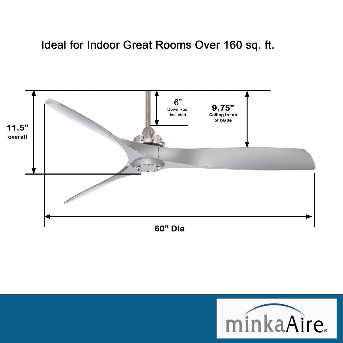 Aviation 60" Brushed Nickel and Silver Indoor Ceiling Fan with Remote - Bees Lighting