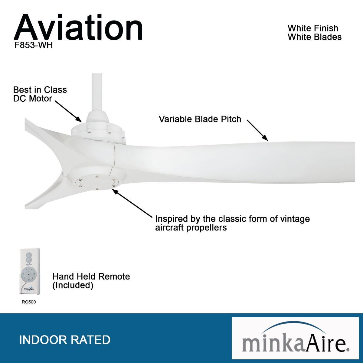 Aviation 60" White Indoor Ceiling Fan with Remote - Bees Lighting