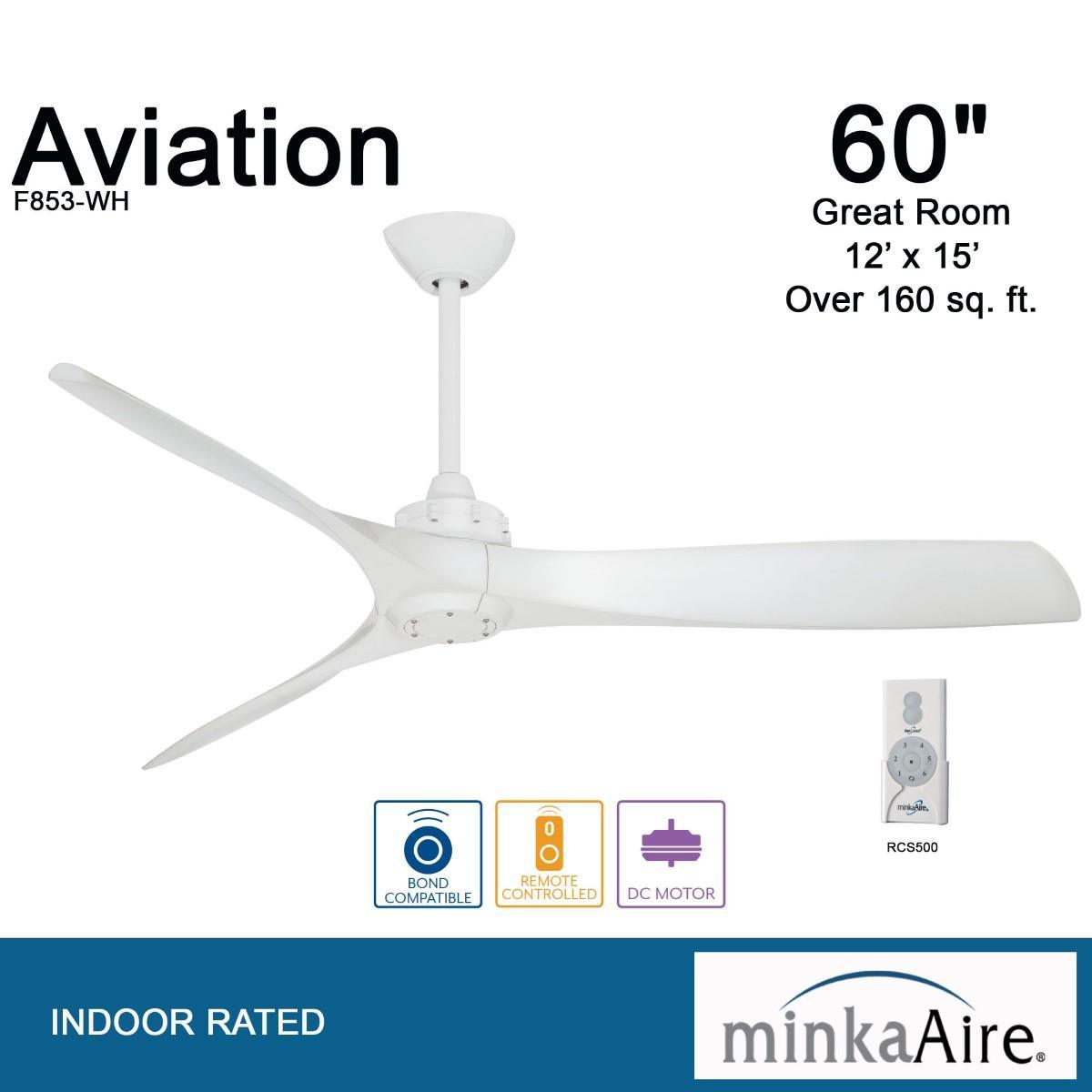 Aviation 60" White Indoor Ceiling Fan with Remote - Bees Lighting