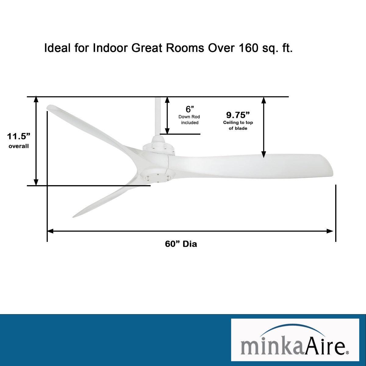 Aviation 60" White Indoor Ceiling Fan with Remote - Bees Lighting