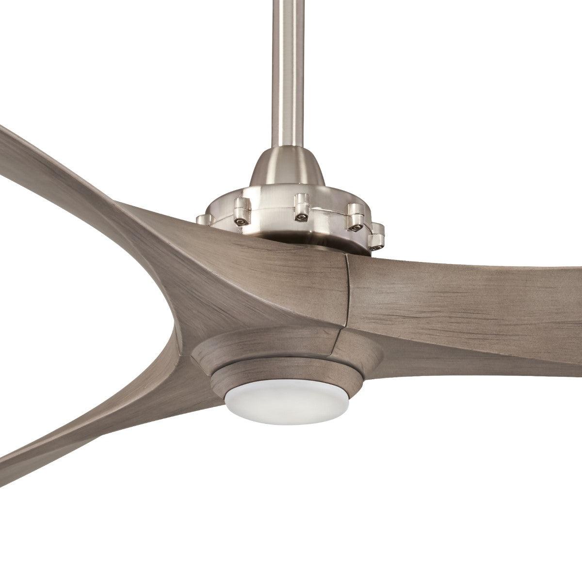 Aviation 60" Brushed Nickel and Ash Maple Indoor Ceiling Fan with Light and Remote - Bees Lighting