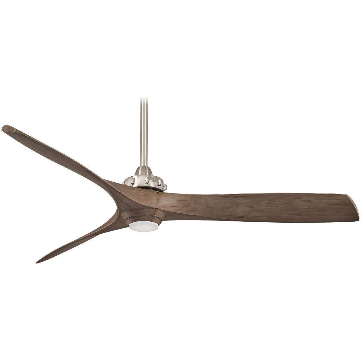 Aviation 60" Brushed Nickel and Ash Maple Indoor Ceiling Fan with Light and Remote - Bees Lighting