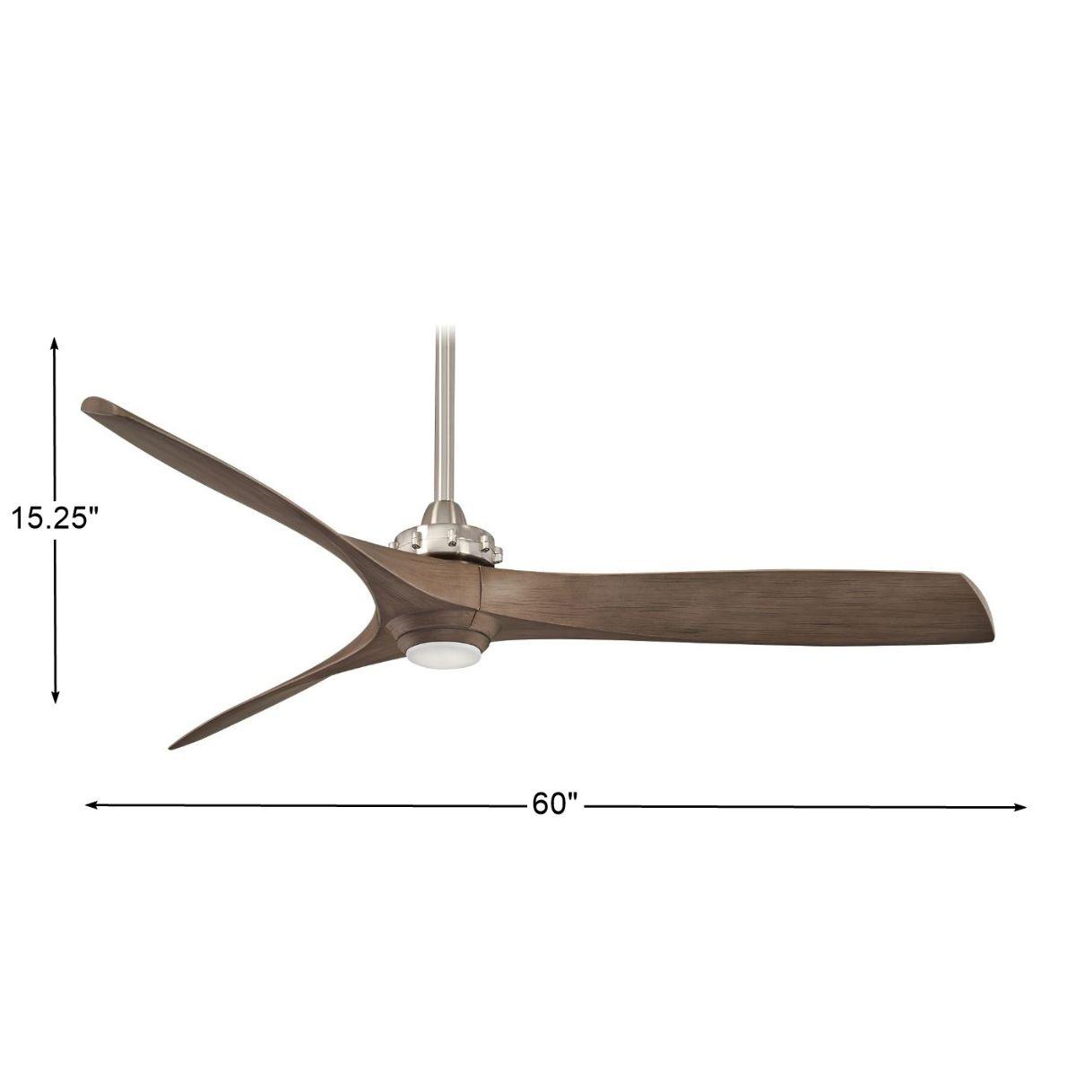 Aviation 60" Brushed Nickel and Ash Maple Indoor Ceiling Fan with Light and Remote - Bees Lighting