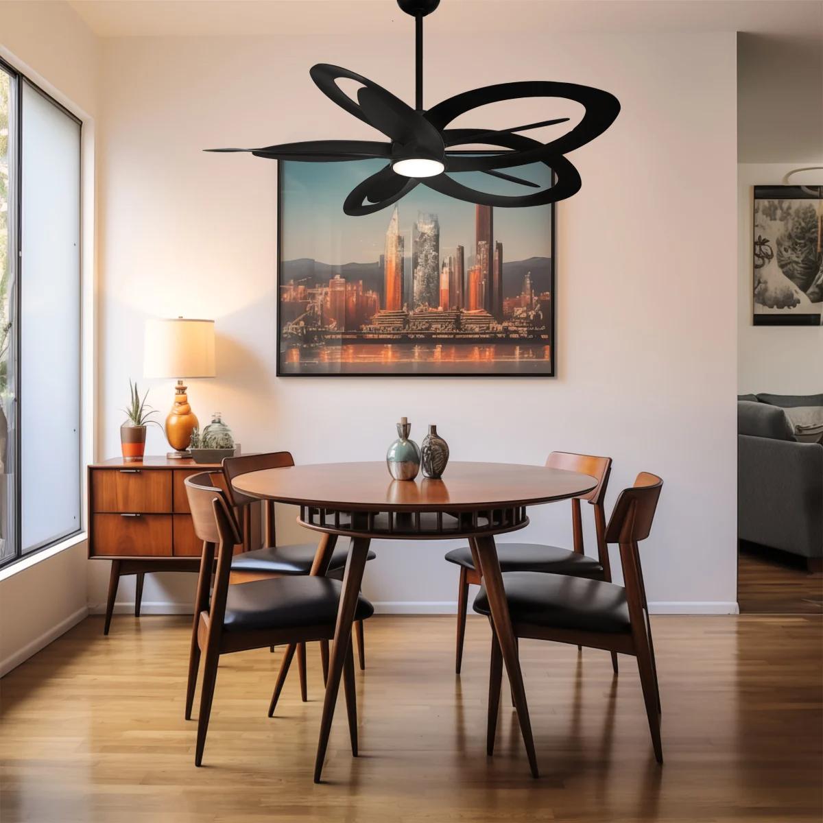 Pinup LED 60" Black Coal Unique Ceiling Fan with Remote - Bees Lighting