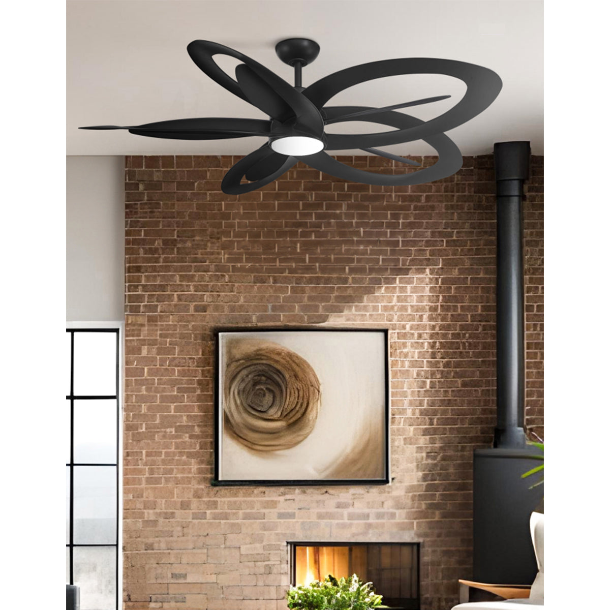 Pinup LED 60" Black Coal Unique Ceiling Fan with Remote - Bees Lighting