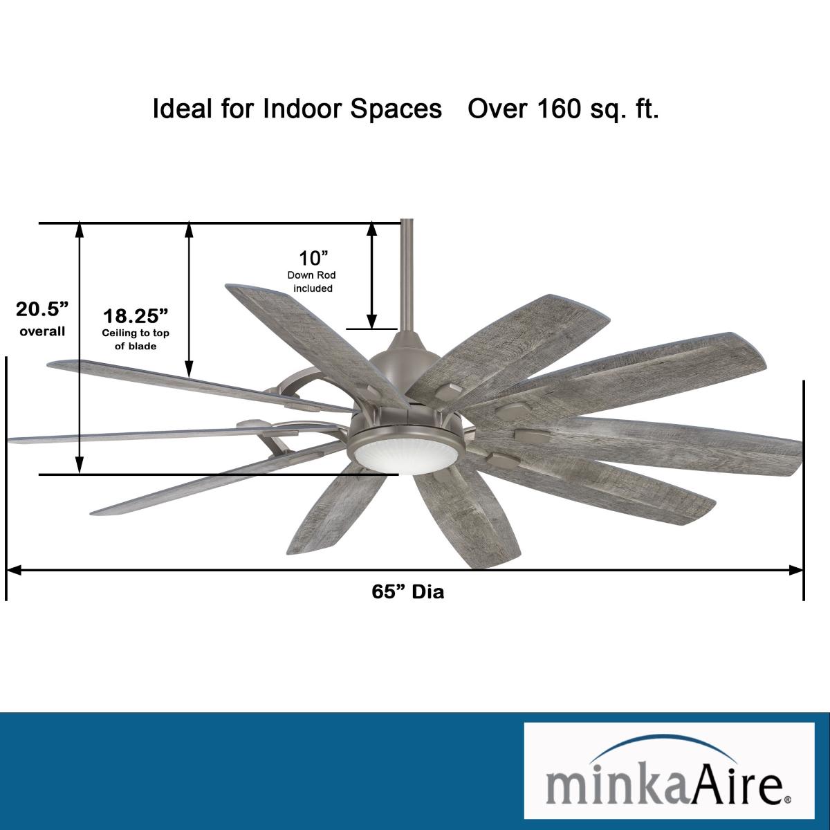 Barn LED 65" Smart Ceiling Fan with Remote, Burnished Nickel - Bees Lighting
