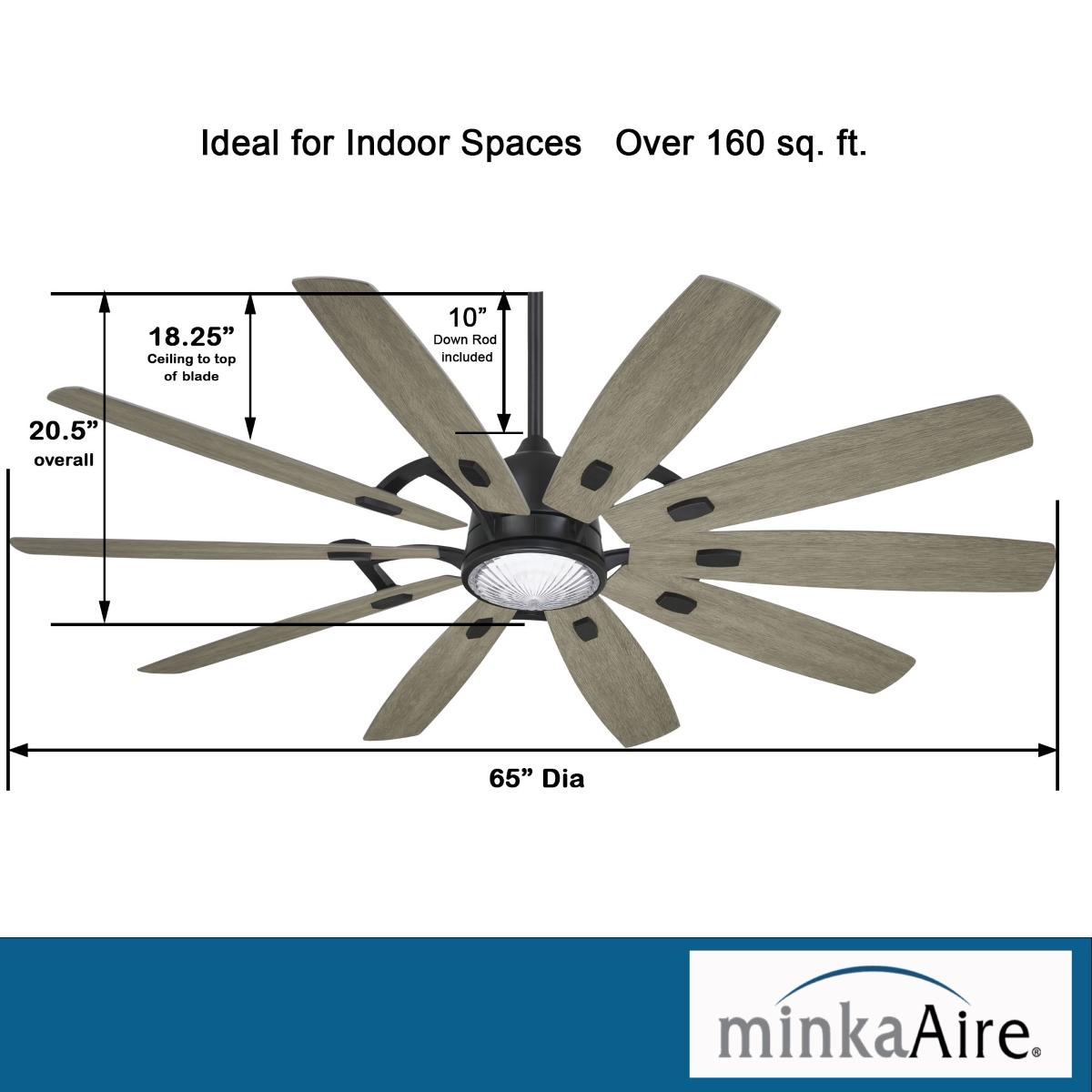 Barn 65" LED Smart Ceiling Fan with Remote, Black Coal - Bees Lighting
