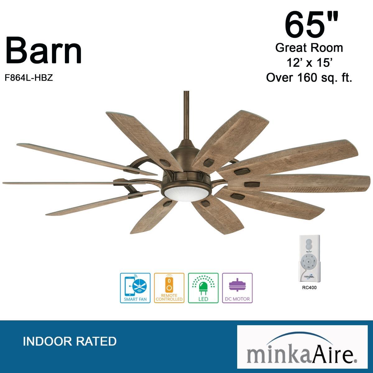 Barn LED 65" Smart Ceiling Fan with Remote, Heirloom Bronze - Bees Lighting
