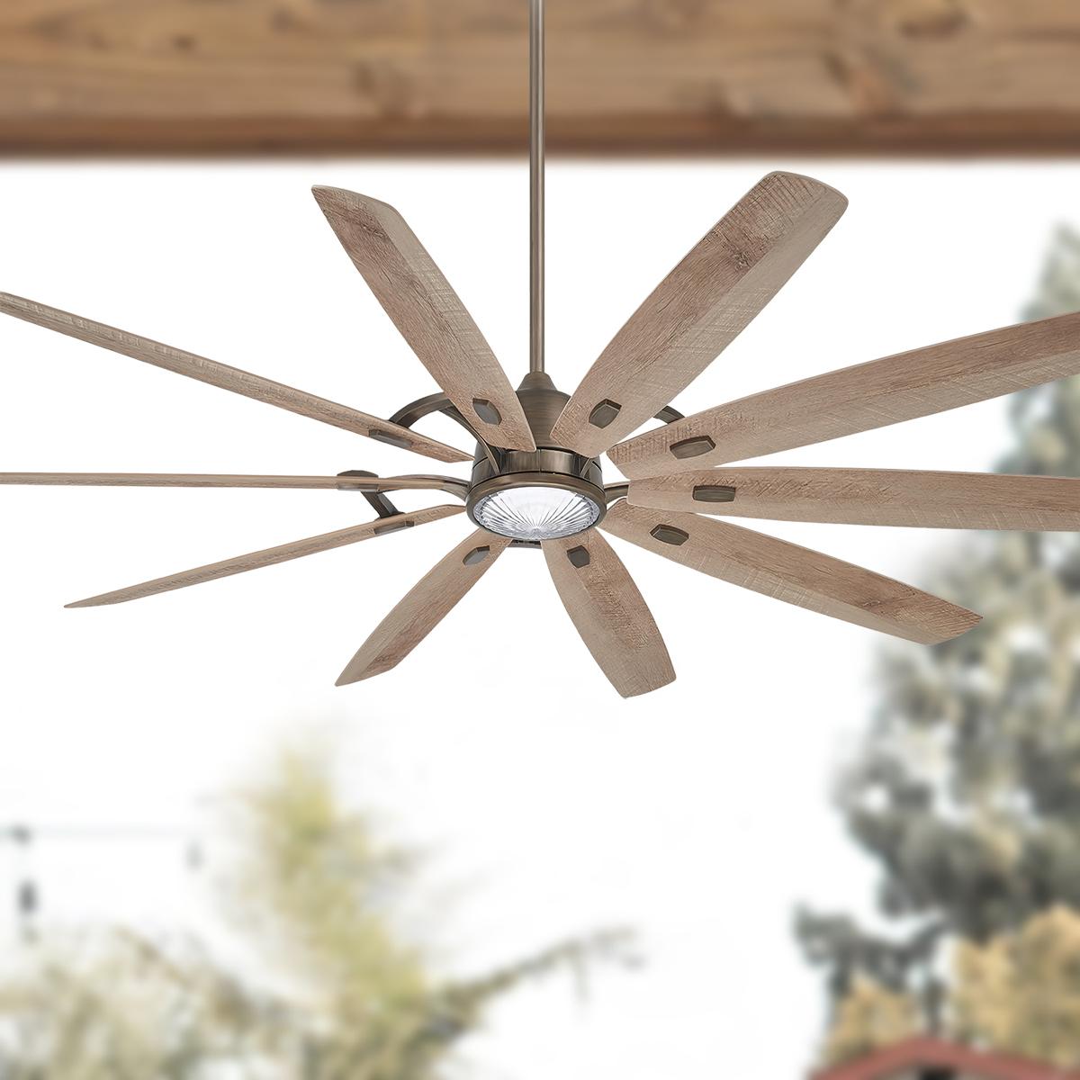 Barn H20 84" LED Outdoor Smart Ceiling Fan with Remote, Heirloom Bronze - Bees Lighting