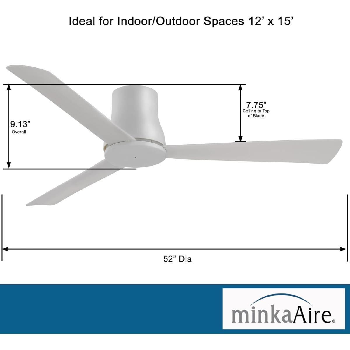 Simple Flush 52" Gray Outdoor Ceiling Fan with Remote - Bees Lighting