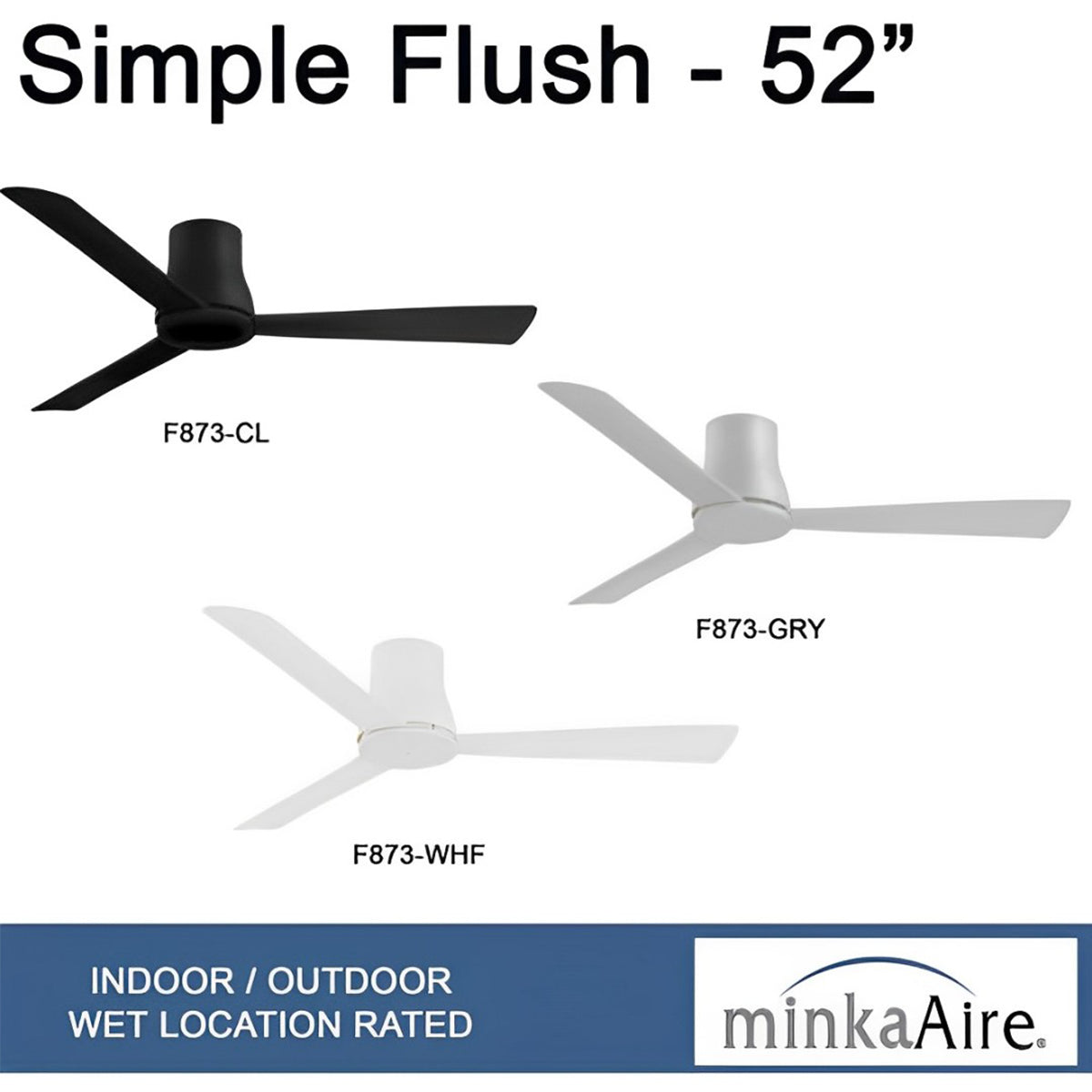 Simple Flush 52" Gray Outdoor Ceiling Fan with Remote - Bees Lighting