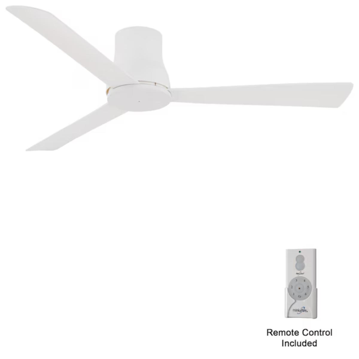Simple Flush 52" White Outdoor Ceiling Fan with Remote