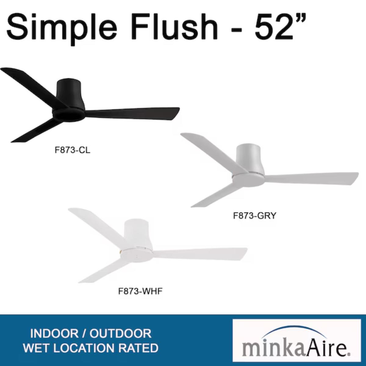 Simple Flush 52" White Outdoor Ceiling Fan with Remote