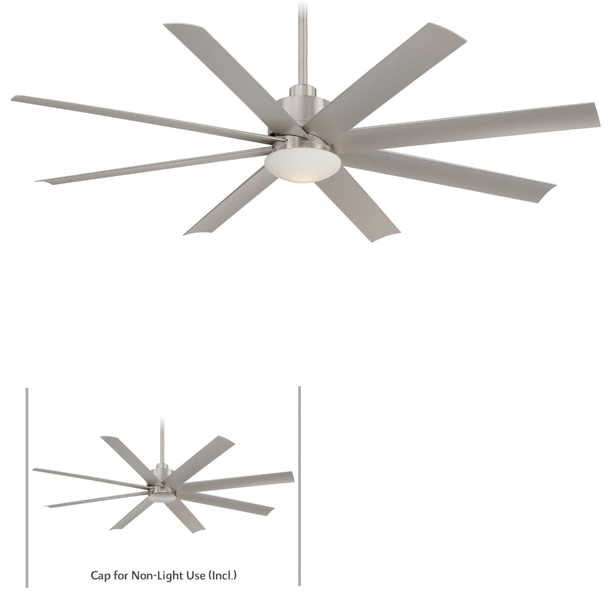 Slipstream LED 65" Large Outdoor Ceiling Fan, Brushed Nickel - Bees Lighting