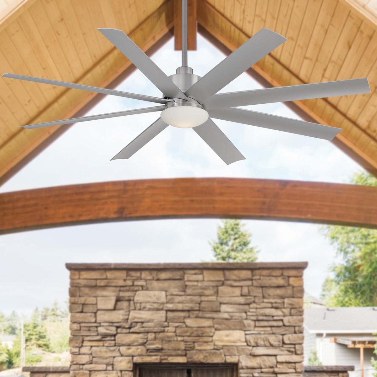 Slipstream LED 65" Large Outdoor Ceiling Fan, Brushed Nickel - Bees Lighting