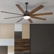 Slipstream LED 65" Large Outdoor Ceiling Fan, Black Coal with Distressed Koa Blades - Bees Lighting