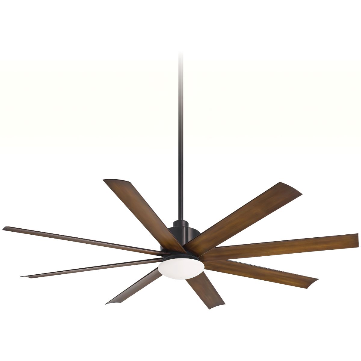 Slipstream LED 65" Large Outdoor Ceiling Fan, Black Coal with Distressed Koa Blades - Bees Lighting