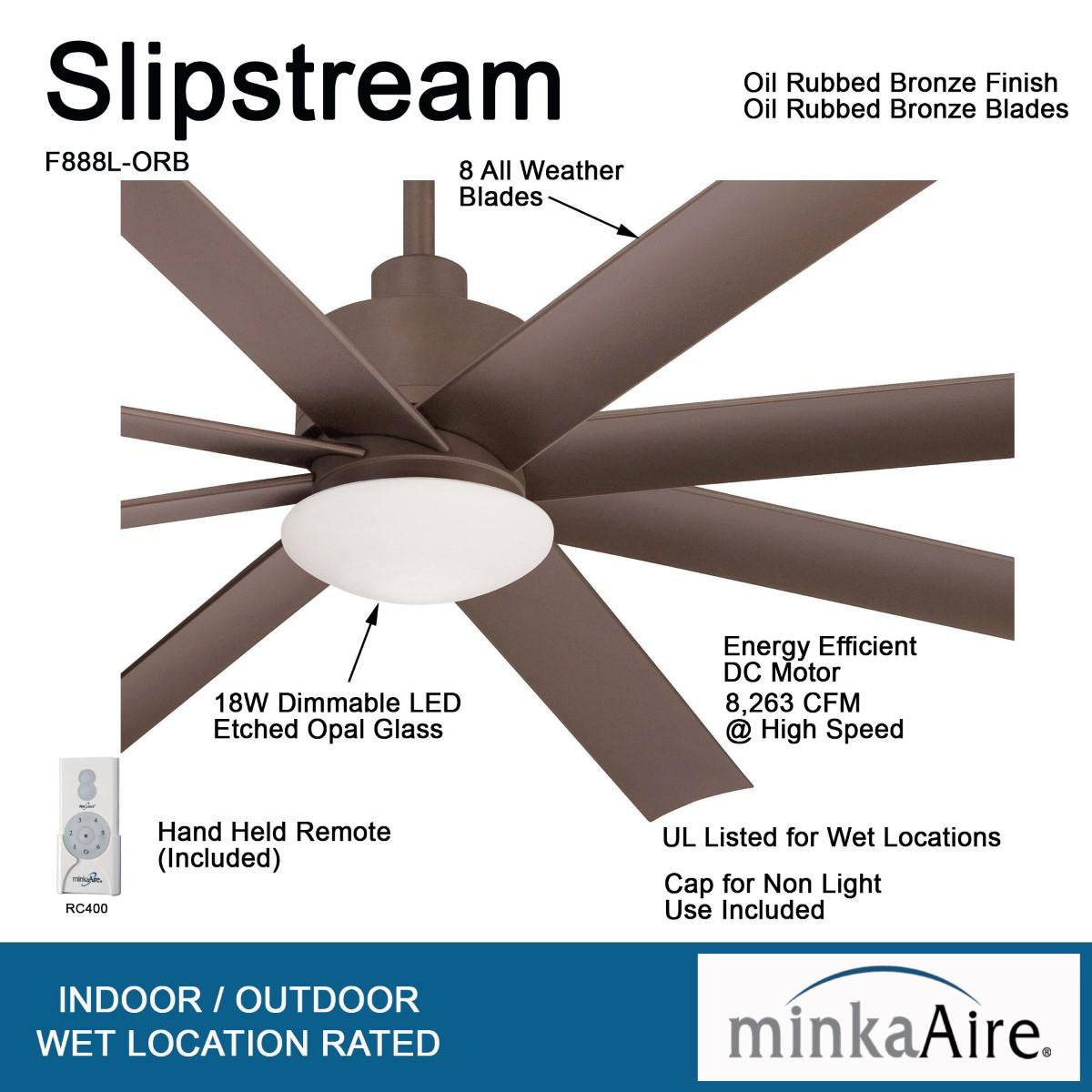 Slipstream LED 65" Large Outdoor Ceiling Fan, Oil Rubbed Bronze - Bees Lighting