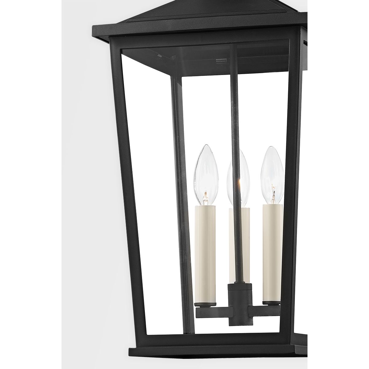 SOREN 11 in. 3 Lights Outdoor Hanging Lantern Textured Black finish - Bees Lighting