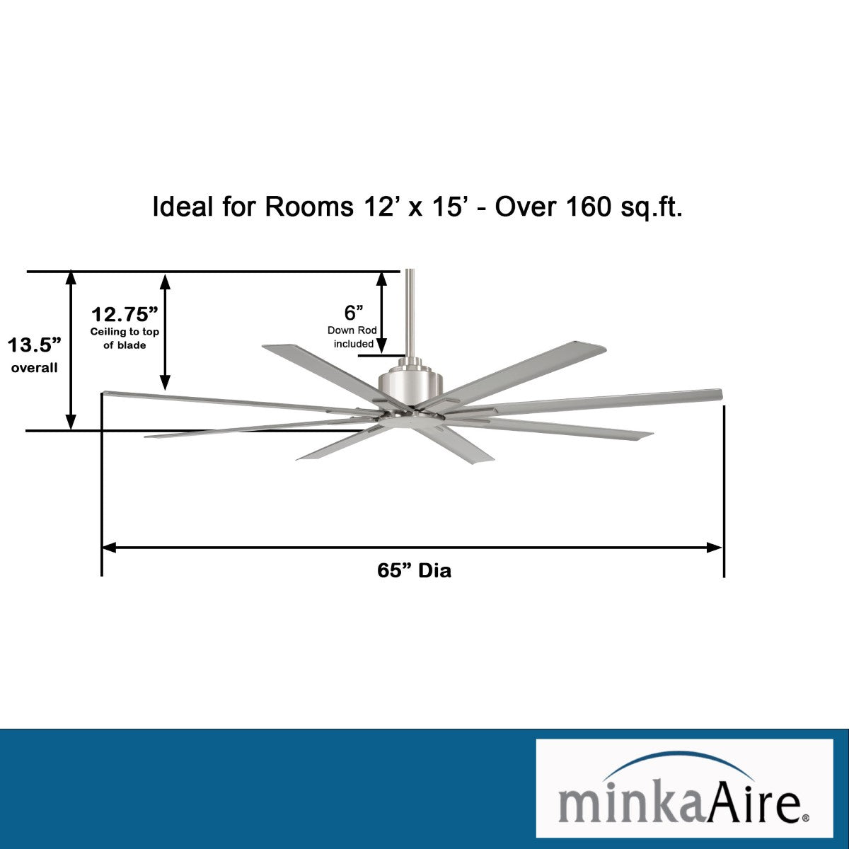 Xtreme H2O 65" Windmill Outdoor Ceiling Fan with Remote, Brushed Nickel - Bees Lighting