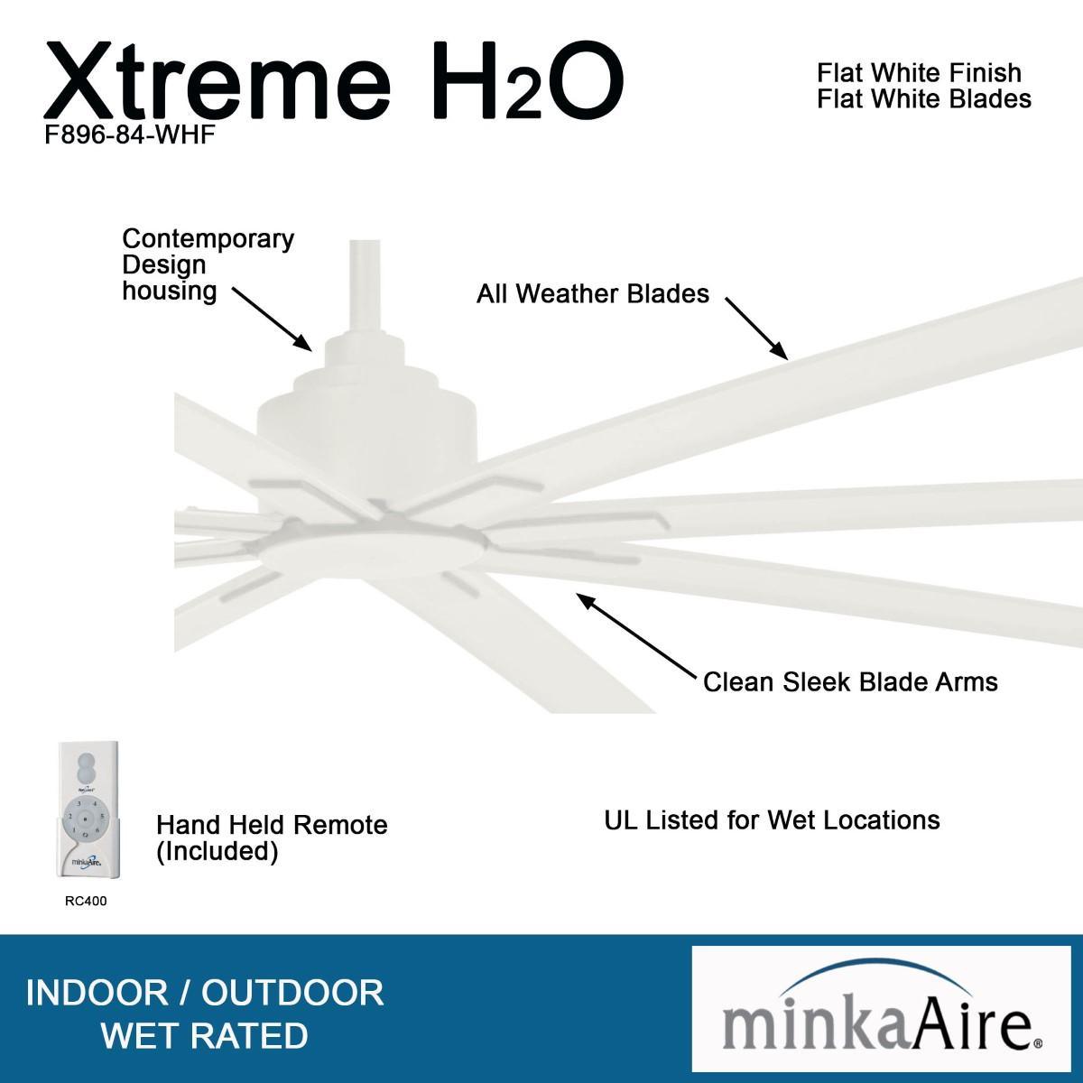 Xtreme H2O 84" Large Windmill Outdoor Ceiling Fan with Remote, Flat White - Bees Lighting